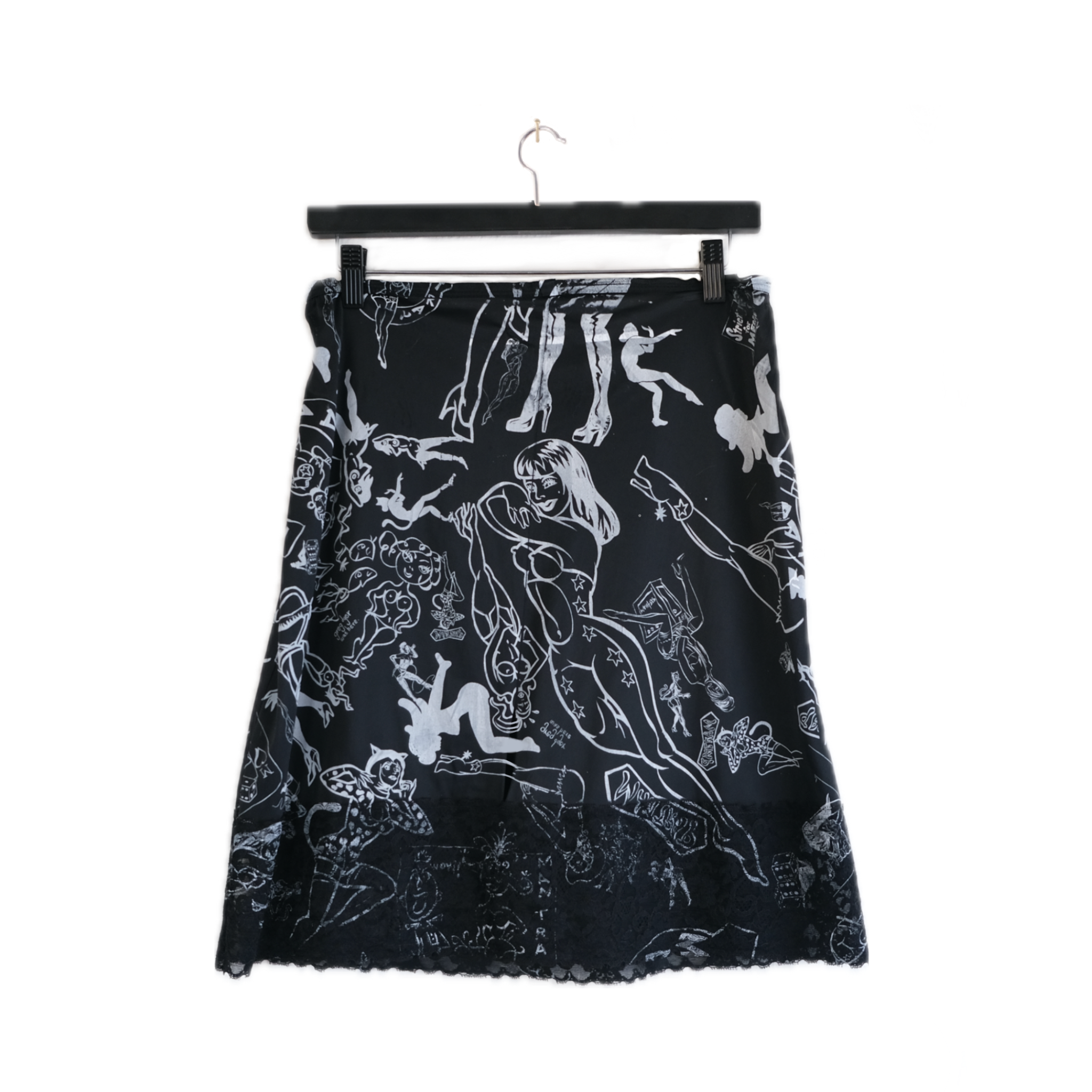 Black B!tch Print Slip Skirt