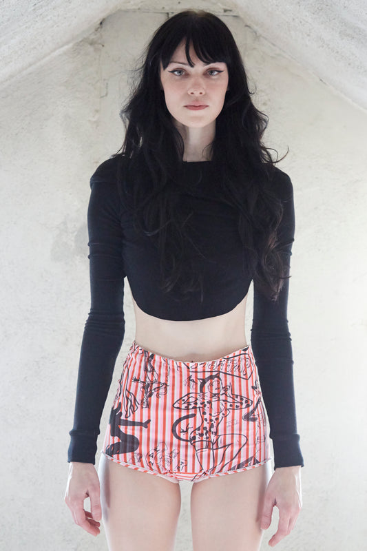 B!tch Print Striped Granny Panty