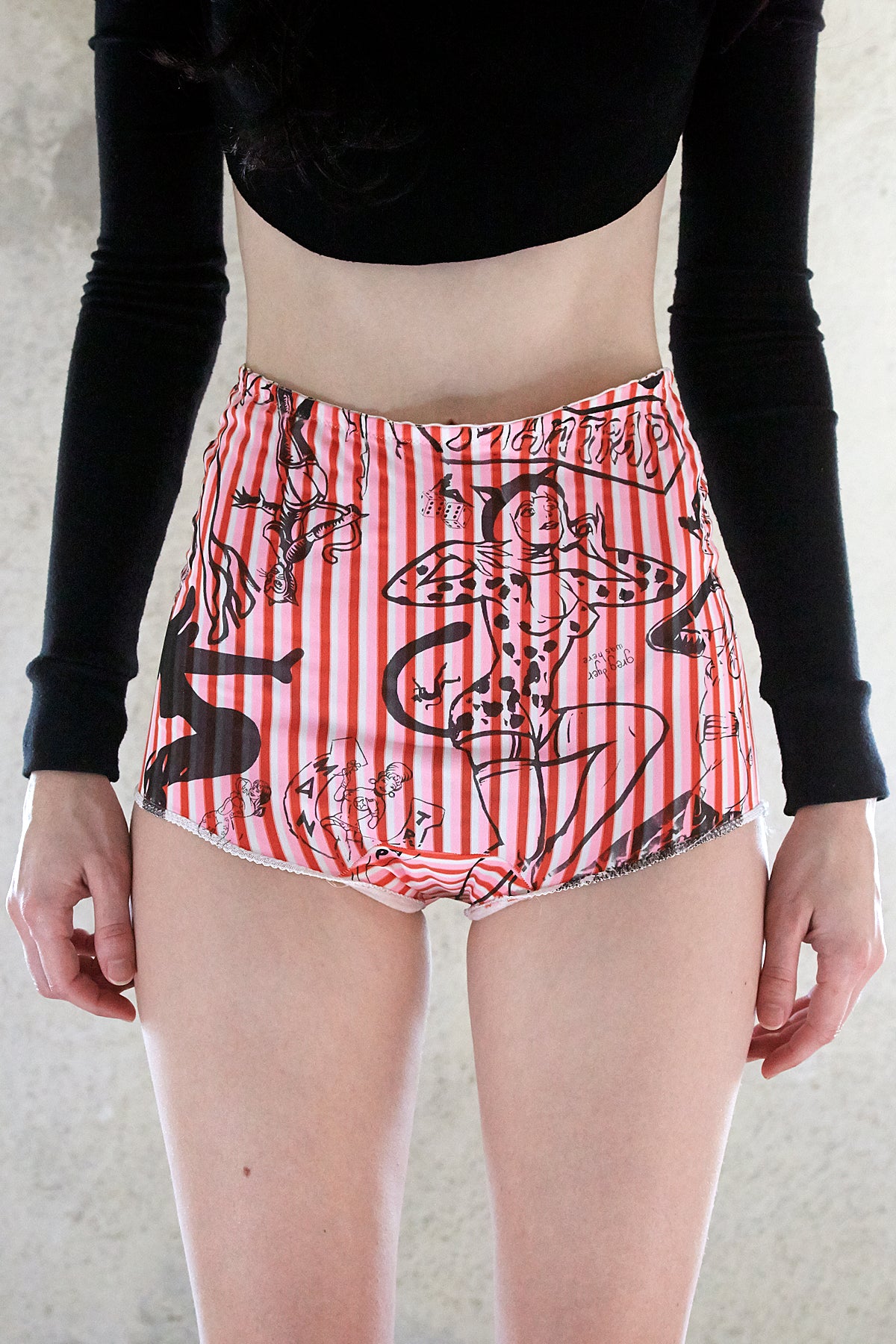B!tch Print Striped Granny Panty