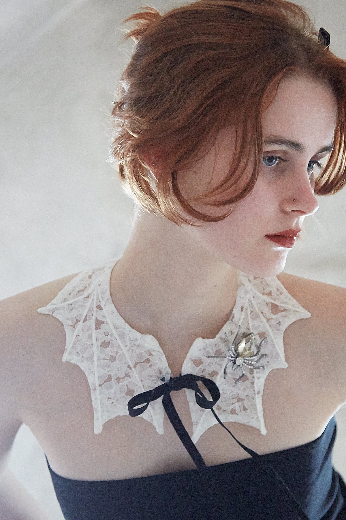 Cream Lace Bat Collar